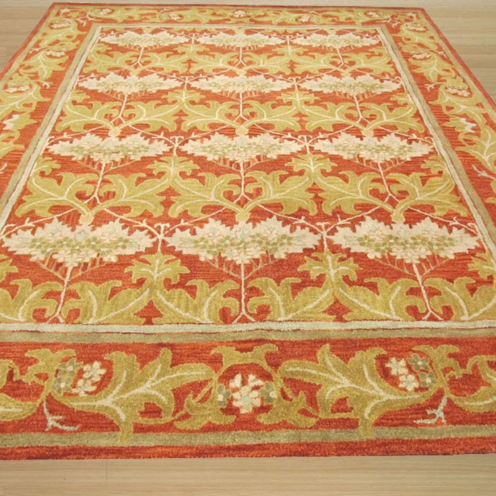 Rust Hand-Tufted Wool Transitional Morris Rug, 4' Round - Picture 3 of 3